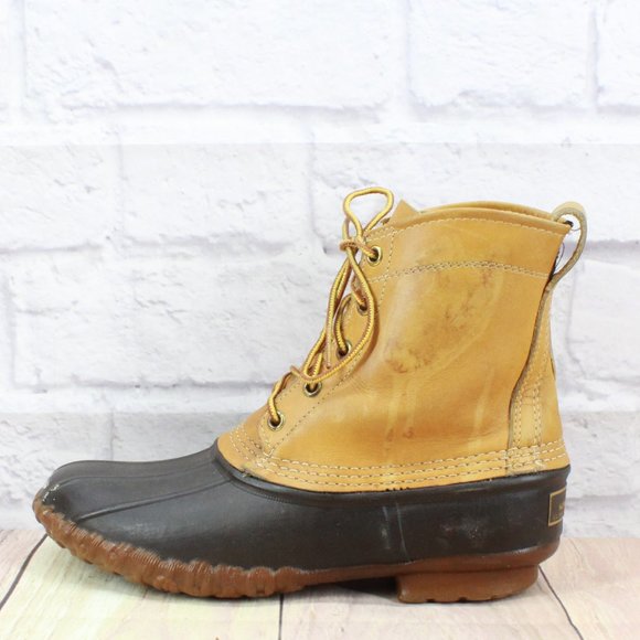 L.L. Bean Shoes - Vintage! LL Bean Brown Leather Unlined Maine Hunting Duck Boots Size 8 M